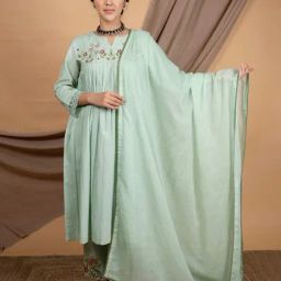 Priya Chaudhary Green Nargis Hand Embroidered Cotton Kurta-image-30