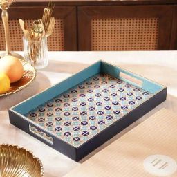 Pure Home and Living Blue & Teal Mdf Dual Tone Printed Large Tray-picture-10