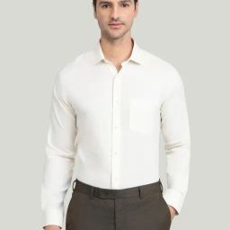 Park Avenue Yellow Pure Cotton Slim Fit Self Pattern Shirt-picture-31