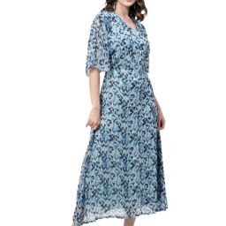 Melon by PlusS Blue Printed Midi Dress-image-38