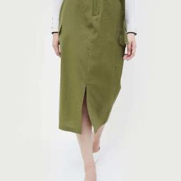 Code by Lifestyle Green Cotton Shift Skirt-image-24