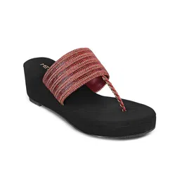 Metro Women Maroon Woven Design Heels-image-39