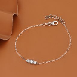 DressBerry Women Cubic Zirconia Rhodium-Plated Link Bracelet-image-12