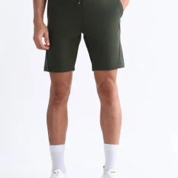 Uspa Active Olive Cotton Slim Fit Sports Shorts-image-96