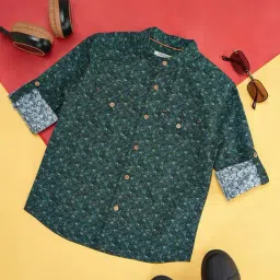 Pantaloons Junior Dark Green Printed Full Sleeves Shirt-picture-49