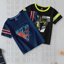 Codez Kids Navy & Black Printed T-Shirt (Pack Of 2)-picture-16
