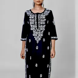 myplusfashion Women Black Viscose Rayon Kurtas-picture-42