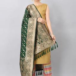 Silk Land Green Woven Pattern Dupatta-image-16
