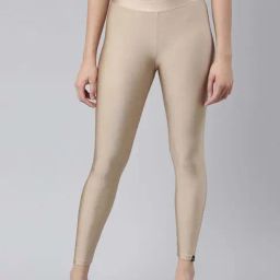 TWIN BIRDS Beige Ankle Length Leggings-image-7