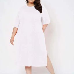 Brinns White Cotton Regular Fit Plus Size Dress-image-65
