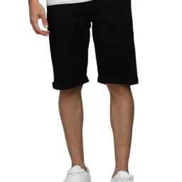 Louis Philippe Black Cotton Slim Fit Shorts-picture-24