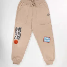 Kiddopanti Boys Beige Regular Fit Printed Trackpant-picture-9