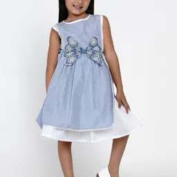 Bitiya by Bhama Girls Blue Striped Fit and Flare Dress-picture-40