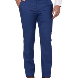 Raymond Blue Slim Fit Checks Trousers-image-70