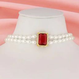 GIVA 925 Silver Golden Roseate Pearl Choker-image-80
