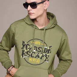 The Roadster Life Co. Typography Printed Relaxed Fit Hooded Pullover Sweatshirt-image-15