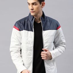 HRX by Hrithik Roshan Men White & Navy Blue Colourblocked Padded Jacket-image-42