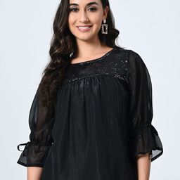 OTIRA Women Black Embellished Round Neck Party Top-picture-29