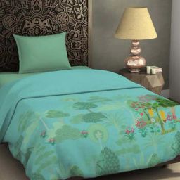Spaces Pichwai Blue Tint Polyester Fleece Single Blanket-image-2