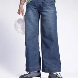 glitchez Men Timeless Classic Wide Leg Light Fade Jeans-picture-7