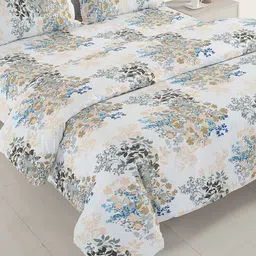 Swayam White Cotton 160TC Printed Bedding Set-image-27