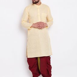 SOJANYA Men Yellow Solid Straight Kurta-image-67