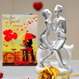 Archies Multicoloured Combo of Love Figurine, Rose & Greeting Card-image-91