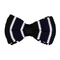 Tossido Navy Blue & White Knitted Design Skinny Tie-image-2