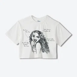 YK Disney Girls Graphic Printed Round Neck Cotton Boxy T-shirt-image-112