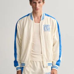GANT White  Modern Fit Striped Bomber Jacket-image-19