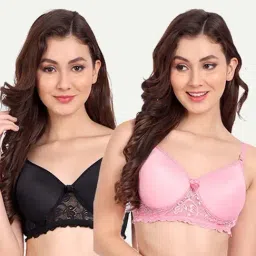 FIMS: Fashion is my Style Black & Pink Lace Work Everyday Bras - Pack Of 2-picture-45