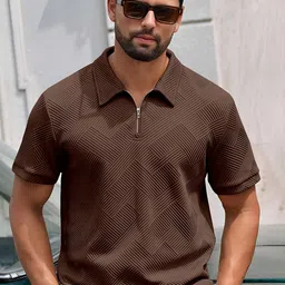 KAJARU Self Design Polo Collar Wool T-shirt-picture-32