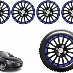 Auto Pearl CBB21 R14 35.56 cm (14 Inch) Press Type Wheel Hubcap with Retention Ring Glossy Black Blue Wheel Cover for ford Fiesta Classic (Set of 4)-image-90