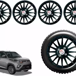 Auto Pearl CBK32 R14 35.56 cm (14 Inch) Press Type Wheel Hubcap with Retention Ring Glossy Black Wheel Cover for MAHINDRA KUV100 NXT D75 K2 Diesel (Set of 4)-image-77