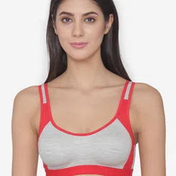 N-Gal Red & Grey Solid Non-Wired Non Padded Sports Bra NSCB01-picture-8