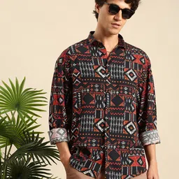 Mast & Harbour Relaxed Fit Geometric Printed Opaque Casual Shirt-picture-44
