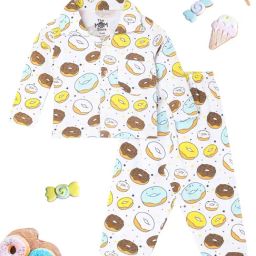 The Mom Store White Cotton Printed Baby Pajama set-image-99