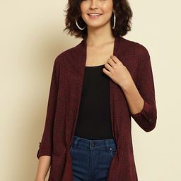 Trend Arrest Abstract Printed Roll-Up Sleeves Open-Front Shrug-5