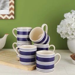 VarEesha Indigo Blue Ceramic Tea Cups (150 ml) - Set of 6-17