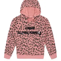 Plum Tree Kids Peach Embellished Full Sleeves Hoodie Sweatshirt-image-98