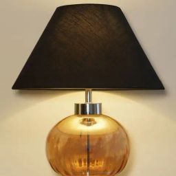 Kapoor Lamp Shades Amber & Black Glass Opaline Globe Finish Cotton Shade Table Lamp-14