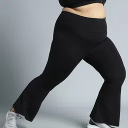 CULT Women Black All Format Training Plus Size Flared Pants-image-10