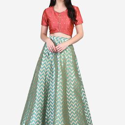 Be Indi Peach-Coloured Ready to Wear Lehenga with Blouse-image-9