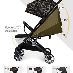 MOPPETS Air-Glide Lightweight Travel Stroller/Pram, Compact One-Hand Fold, Multi-Reclining Seat and XL Canopy image 3