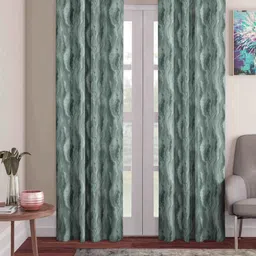 Aura Green 2 Pieces Abstract Printed Black Out Long Door Curtains-image-94