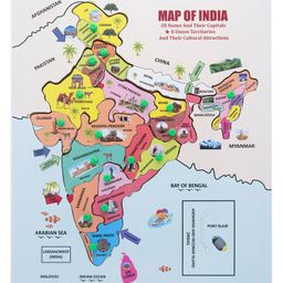 MINDMAKER India Map Wooden Knob & Peg Puzzle - 18 Pieces-2