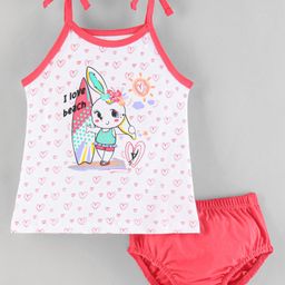 Cucumber Sinker Sleeveless Slip & Bloomer Set Beach Print - Red-image-12