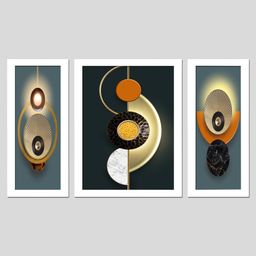 Wens Set Of 3  Modern Geometric  Wall Art Painting - White-image-76