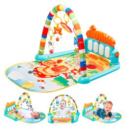 Fiddlerz Baby Play Mat Gym & Fitness Rack with Hanging Rattles Lights & Musical Keyboard Mat Piano Multi-Function - Multicolor-21