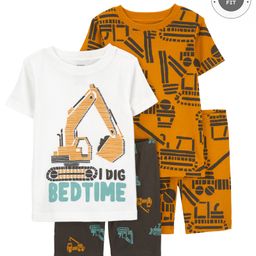 Carter's  Half Sleeves Night Suit With Vehicle Print Pack Of 2 - Brown & White-image-46